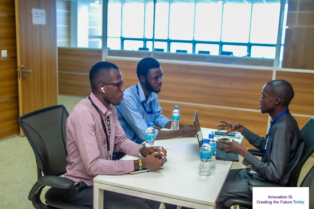 Business discussion in the co-working area